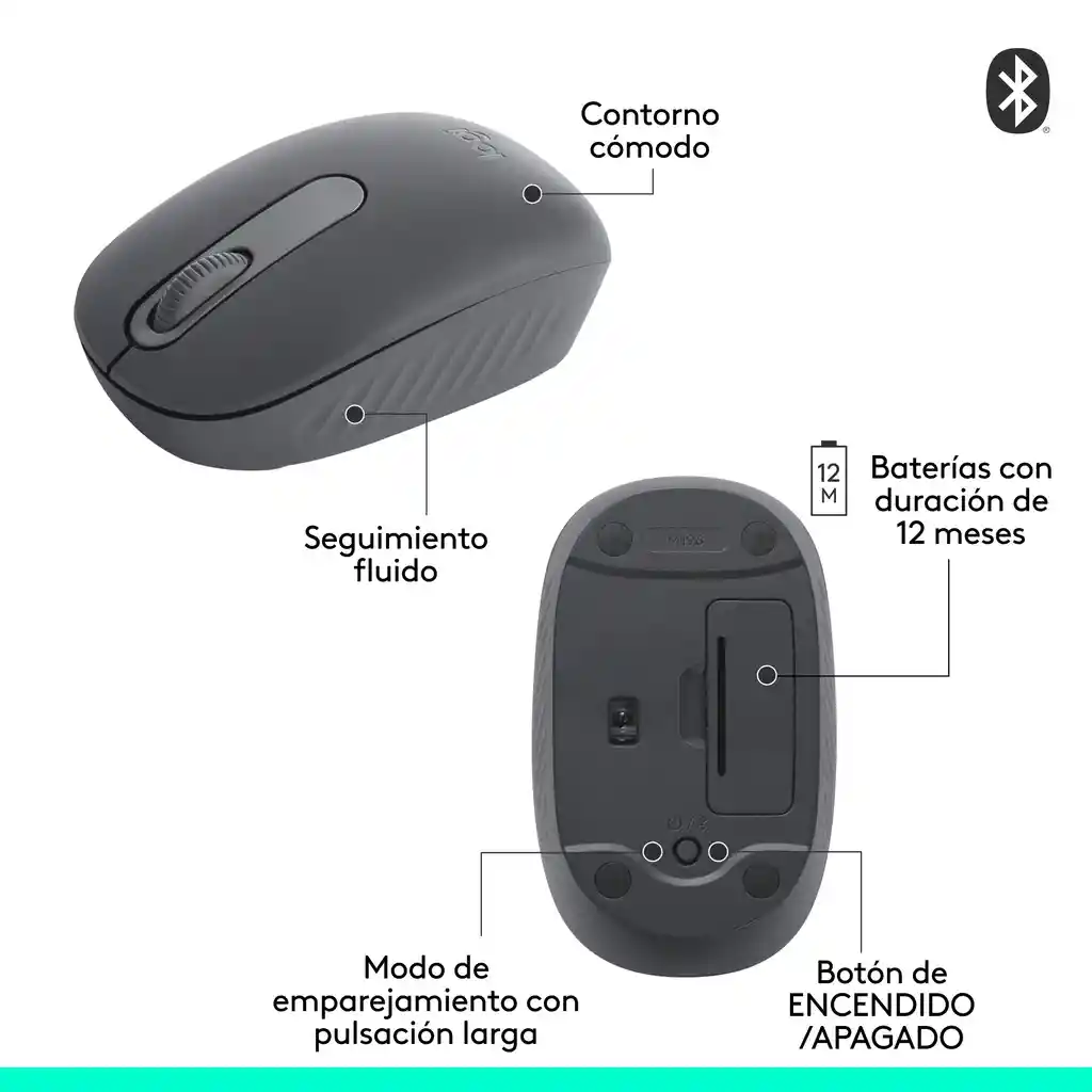 Mouse Bluetooth Inalámbrico Logitech M196 Grafito