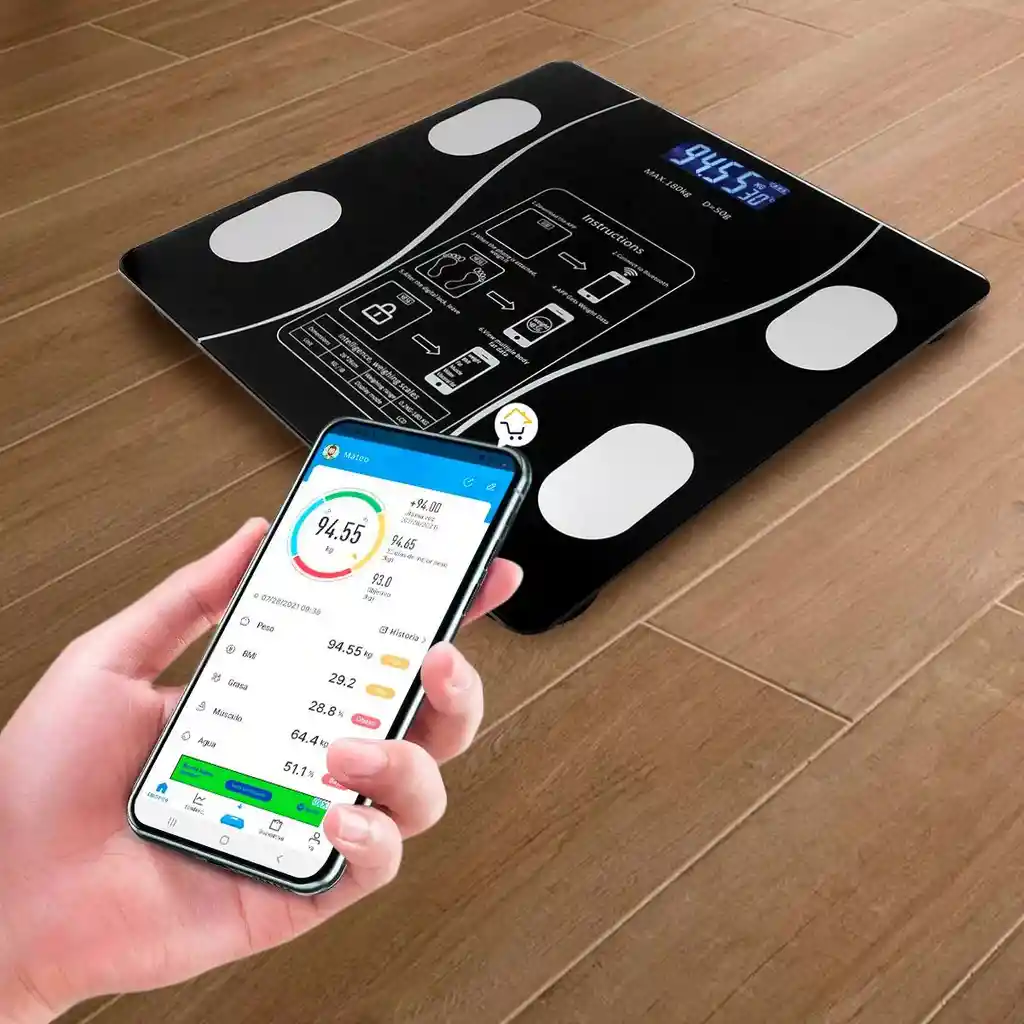 Bascula Inteligente Pesa Bluetooth Vidrio Templado Digital Mediciones