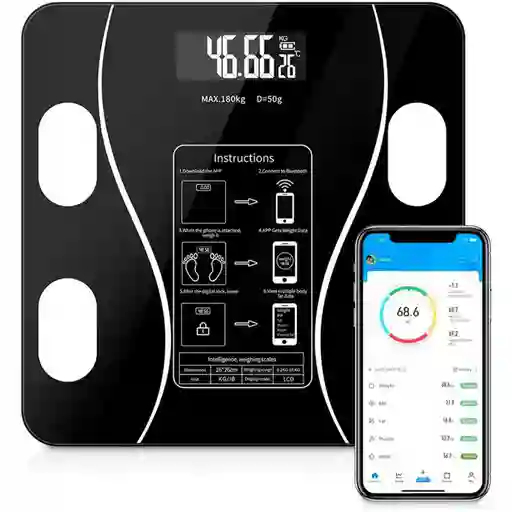 Bascula Inteligente Pesa Bluetooth Vidrio Templado Digital Mediciones
