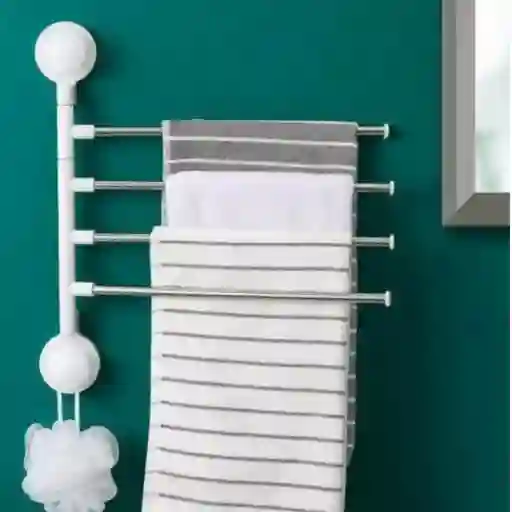 Toallero De Baño Giratorio Blanco Con 4 Varillas