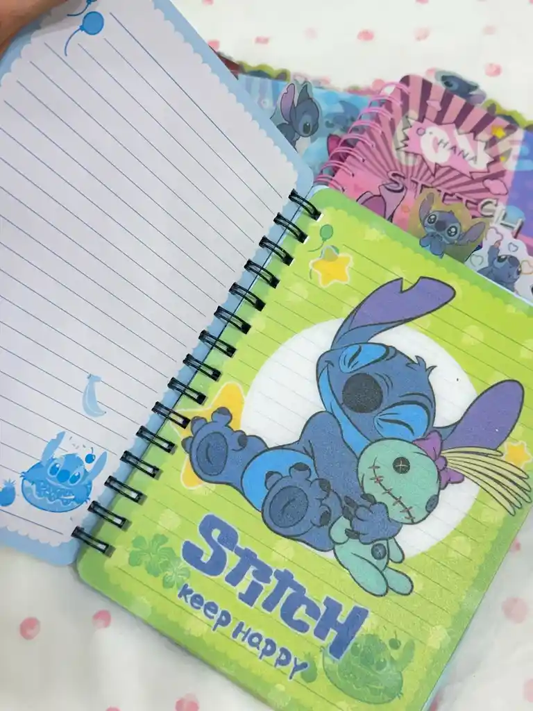Cuaderno Cinco Materias De Stitch Rojo