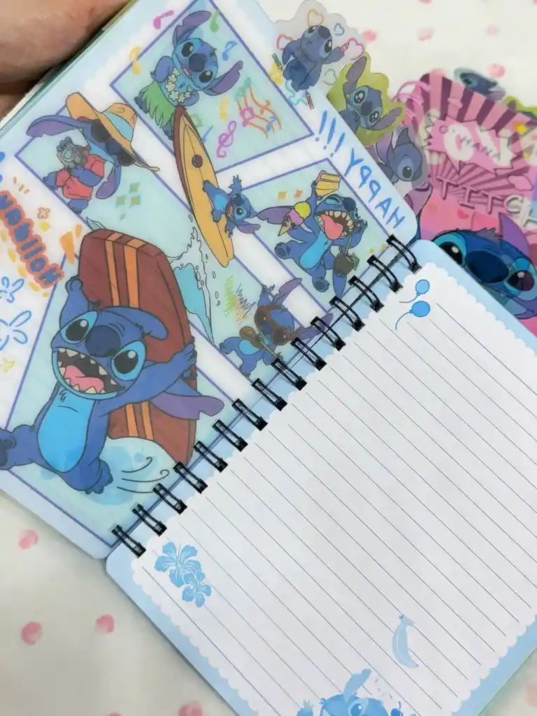 Cuaderno Cinco Materias De Stitch Rojo