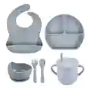Set De Vajilla Silicona Para Bebés Platos Babero Cubiertos