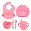 Set De Vajilla Silicona Para Bebés Platos Babero Cubiertos