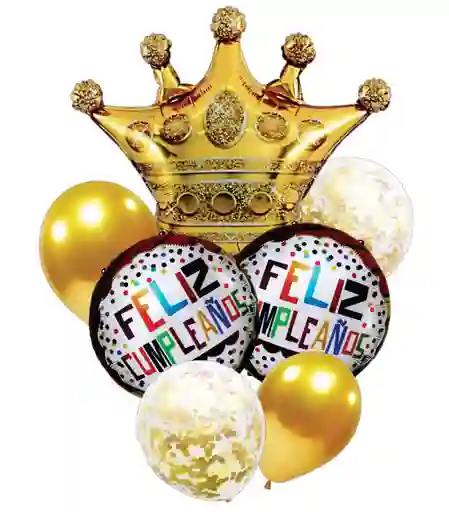 Globo Corona Bouquet Feliz Cumpleaños