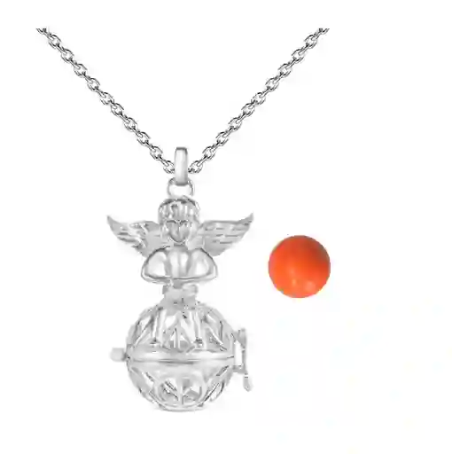 Collar Llamador De Angel Figura Amor Y Paz Cascabel +estuche