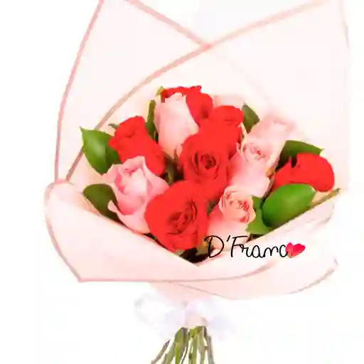Ramo De Rosas Rojas Y Rosadas