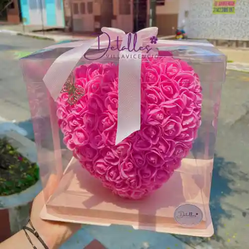 Corazòn Flores Eternas Rosado