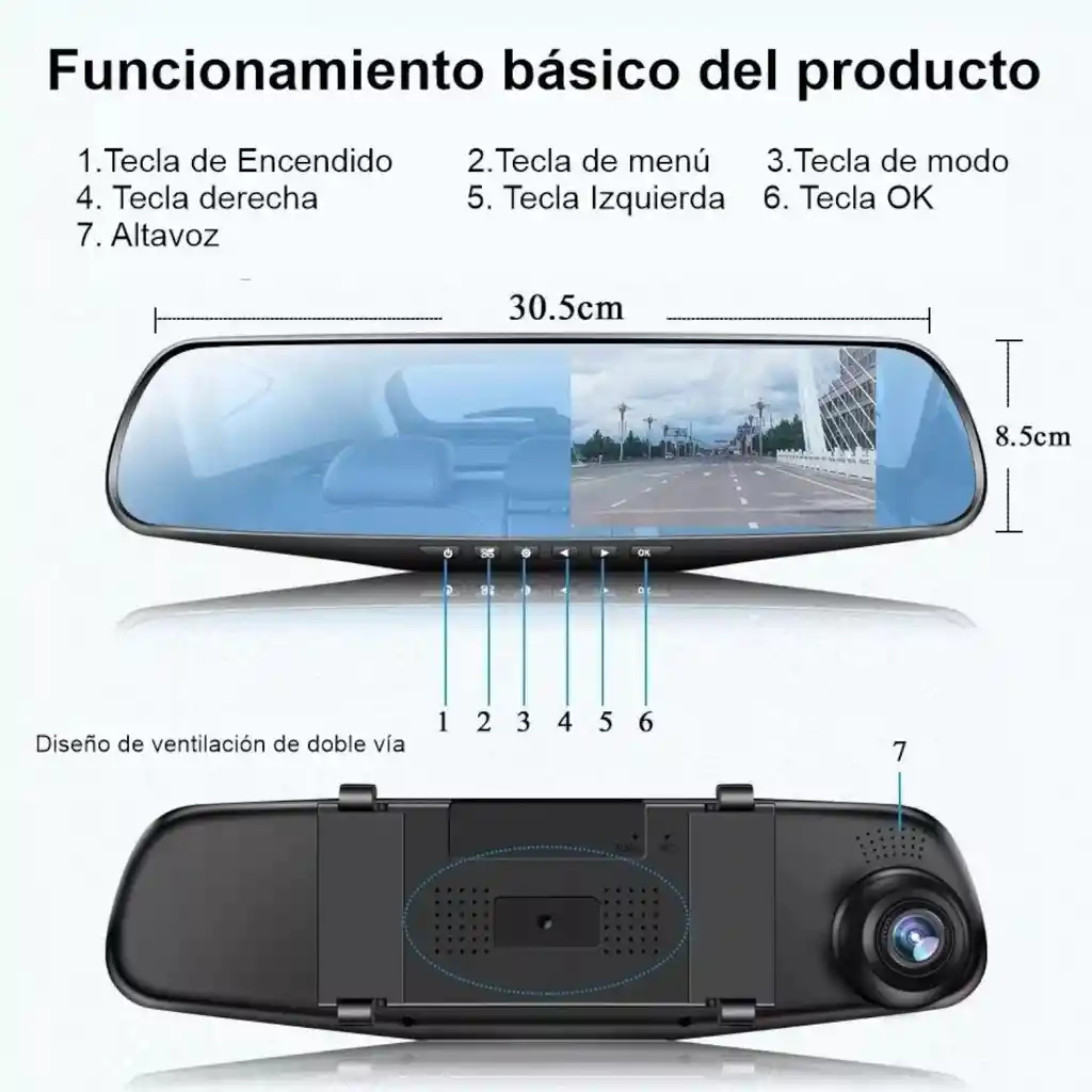 Camara Espejo Retrovisor Frontal Y Trasera 170°