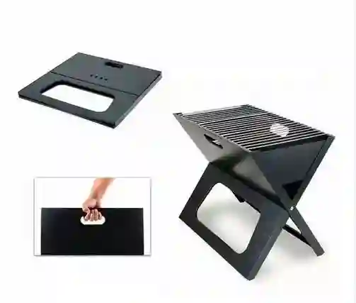 Asador Portatil Plegable De Carbon Acero Inoxidable Parilla 48*30cm
