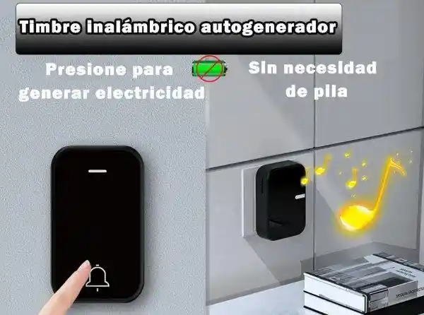 Timbre Inalámbrico Autogenerador Sin Necesidad De Pila