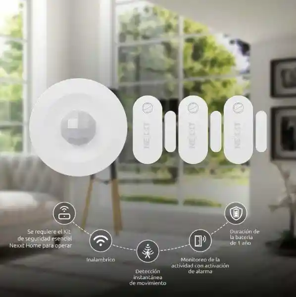 Combo Sensor Nexxt Movimiento Y X3 Sensor Ventana/puerta
