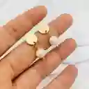 Aretes Dorados Pequeños Con Perlas