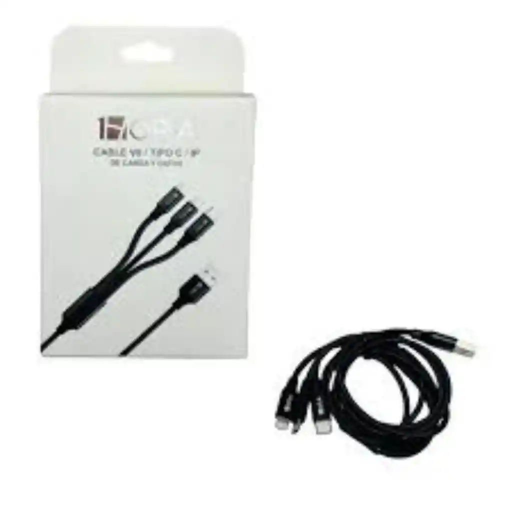 Cable Pulpo Datos Y Cargador Usb Reforzado 3 En 1 (iphone/tipoc/v8)