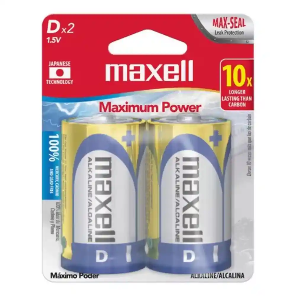 Bateria Pila Alcalina Tipo D Grande X 2 Para Calentador Gas Maxell