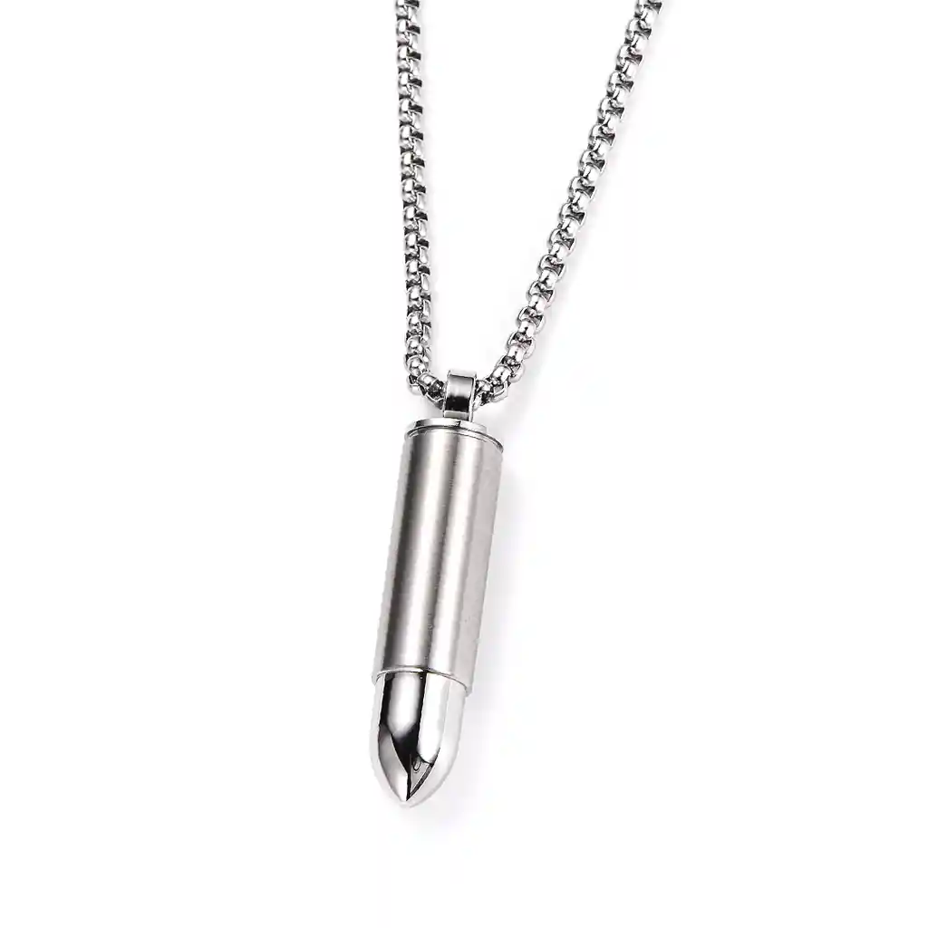 Cadena Con Dije Bala Acero Inoxidable