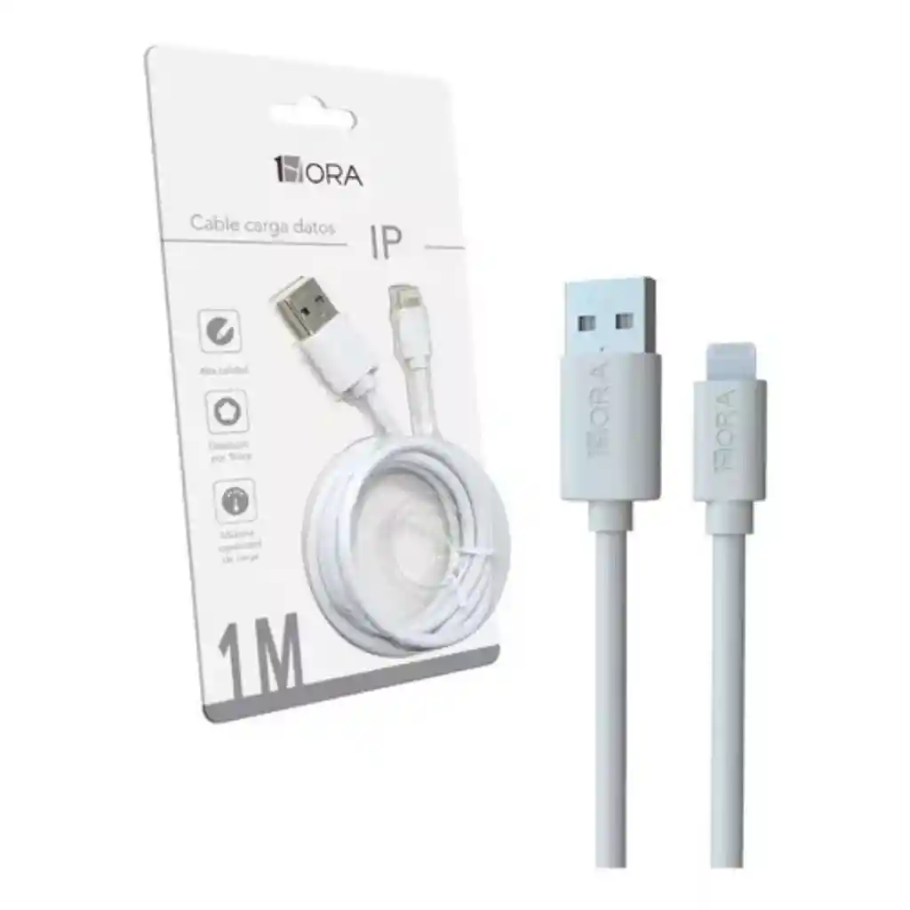 Cable Usb Compatible Con Ip Carga De Datos 2.1a 1m 1hora Color Blanco