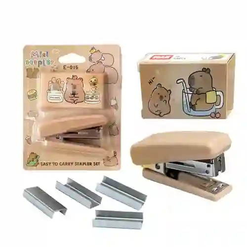Grapadora Pequeña Con Ganchos De Repuesto Diseño Dibujos Varios