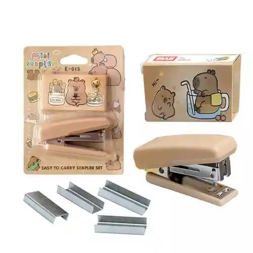 Grapadora Pequeña Con Ganchos De Repuesto Diseño Dibujos Varios