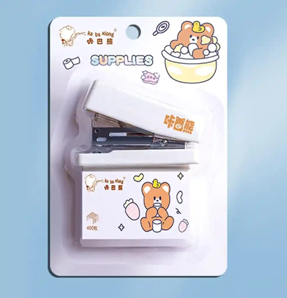 Grapadora Pequeña Con Ganchos De Repuesto Diseño Dibujos Varios