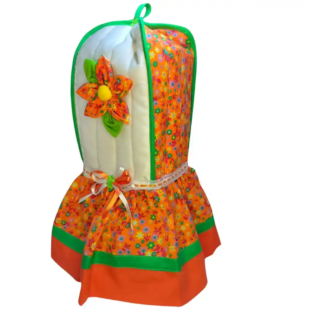 Forro Licuadora Flor Naranja Moño