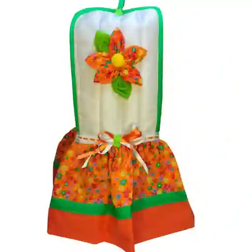Forro Licuadora Flor Naranja Moño