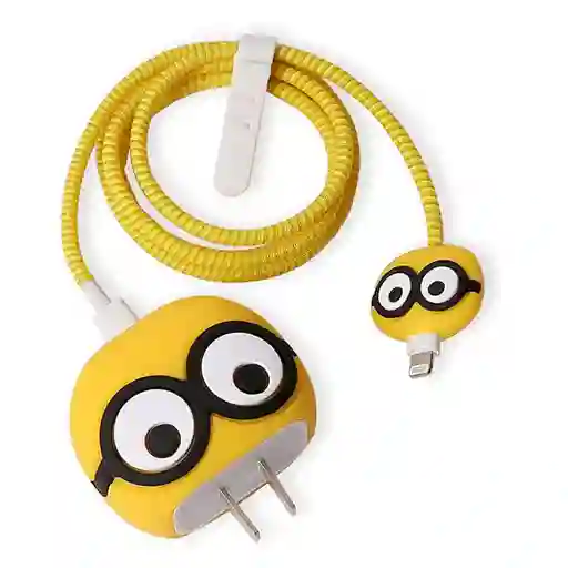 Kit Completo Protector De Cable + Protector De Cargador Iphone 18w/20w. Modelo: Minion