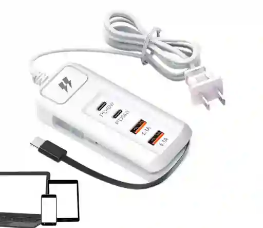 Cargador Carga Rapida Multitoma 66w 4 Puertos Con Control De Potencia Inteligente