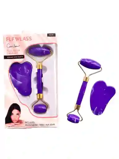 Kit De Rodillo Con Guasha Plastica Morado