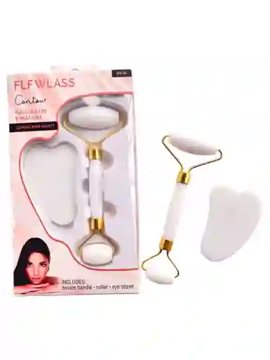 Kit De Rodillo Con Guasha Plastica Blanco