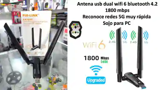 Antena Wifi 6 5g Y Bluetooth 1800mbps Usb Para Pc Y Laptop