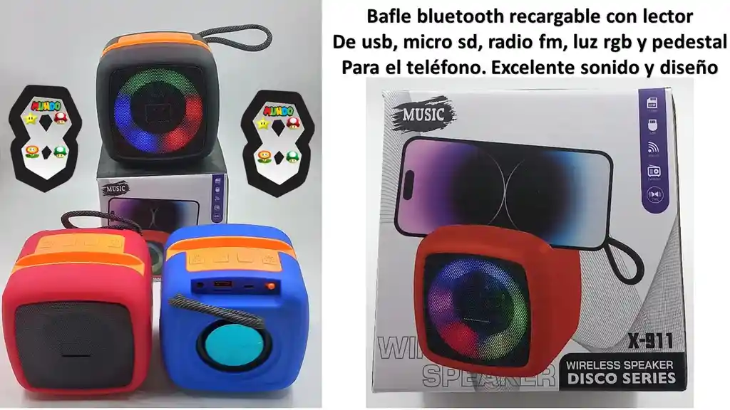 Bafle Bluetooth Recargable Rgb Con Pedestal Para Telefono