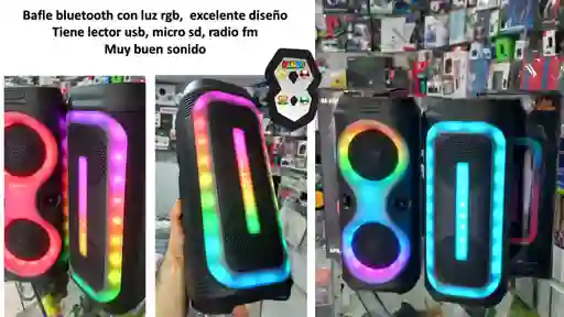 Bafle Bluetooth Mediano Recargable Rgb Excelente Sonido Fm Usb Y Micro