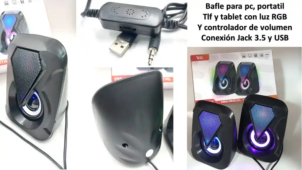 Parlante Para Pc Y Laptop Rgb Usb Y Jack 3.5