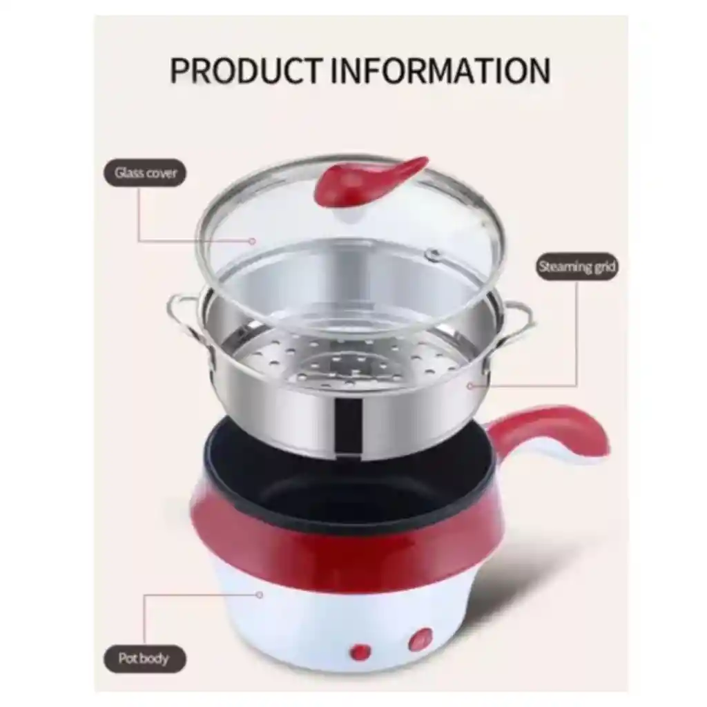 Mini Olla Electrica Coccion Vapor Multifuncional Hogar 2en1