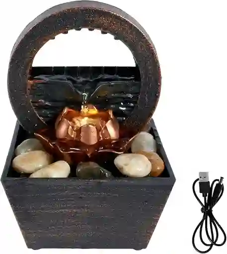 Fuente De Agua Luz Led Mesa Cascada Decoracion