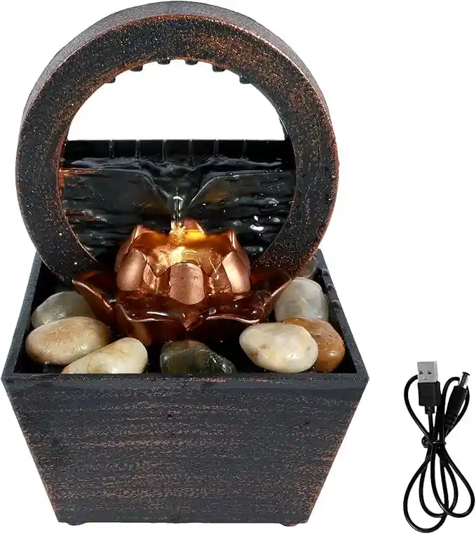 Fuente De Agua Luz Led Mesa Cascada Decoracion