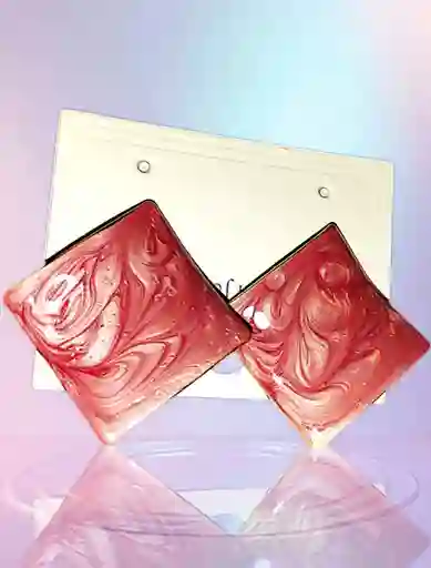 Aretes Acero Quirurjico Inoxidable Rombos Mar Rosados