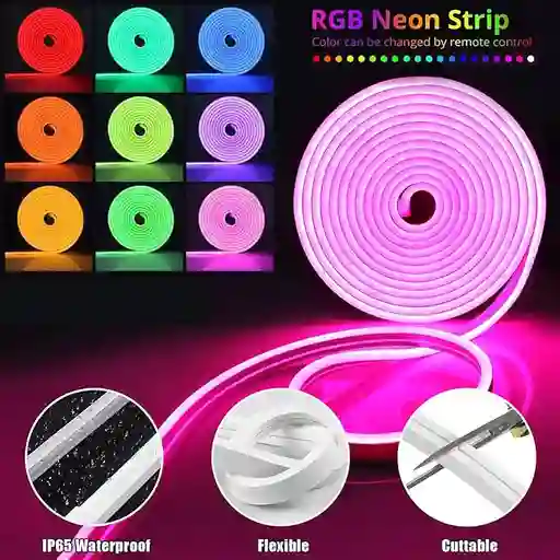 Kit X 5mts Completo Manguera Luces Led Rgb Neón Bluetooth