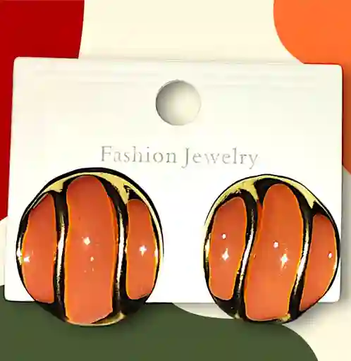 Aretes Acero Quirurjico Inoxidable Botones Salmon Con Dorado