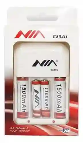 Baterías Nia Aa/aaa Recargables X4 + Cargador (1100mah/1500mah) C804u