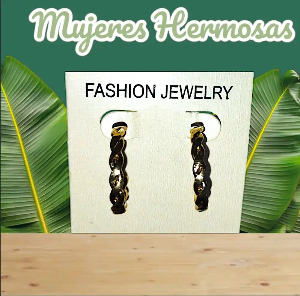 Aretes Candongas Trenza Doradas En Acero Quirurjico Inoxidable