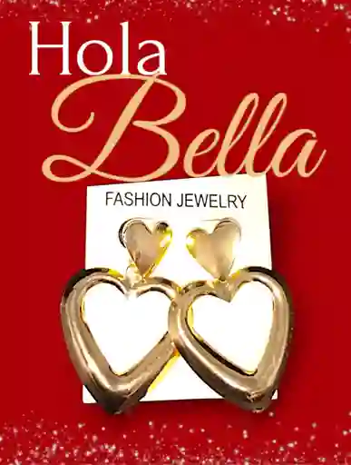 Aretes Candongas Corazones Dobles Dorados En Acero Quirurjico Inoxidable
