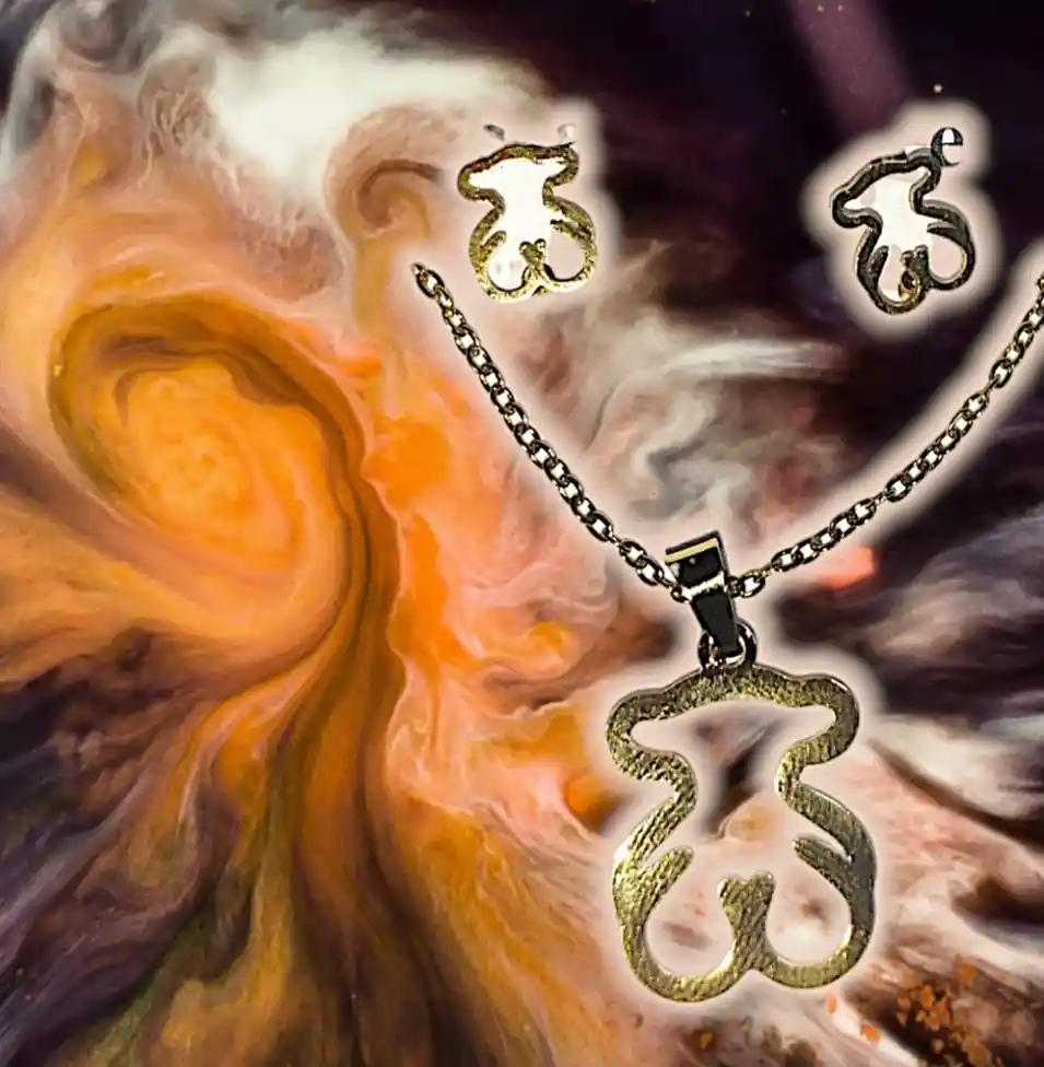 Juego Collar Y Aretes Tous Dorado En Acero Quirurjico Inoxidable