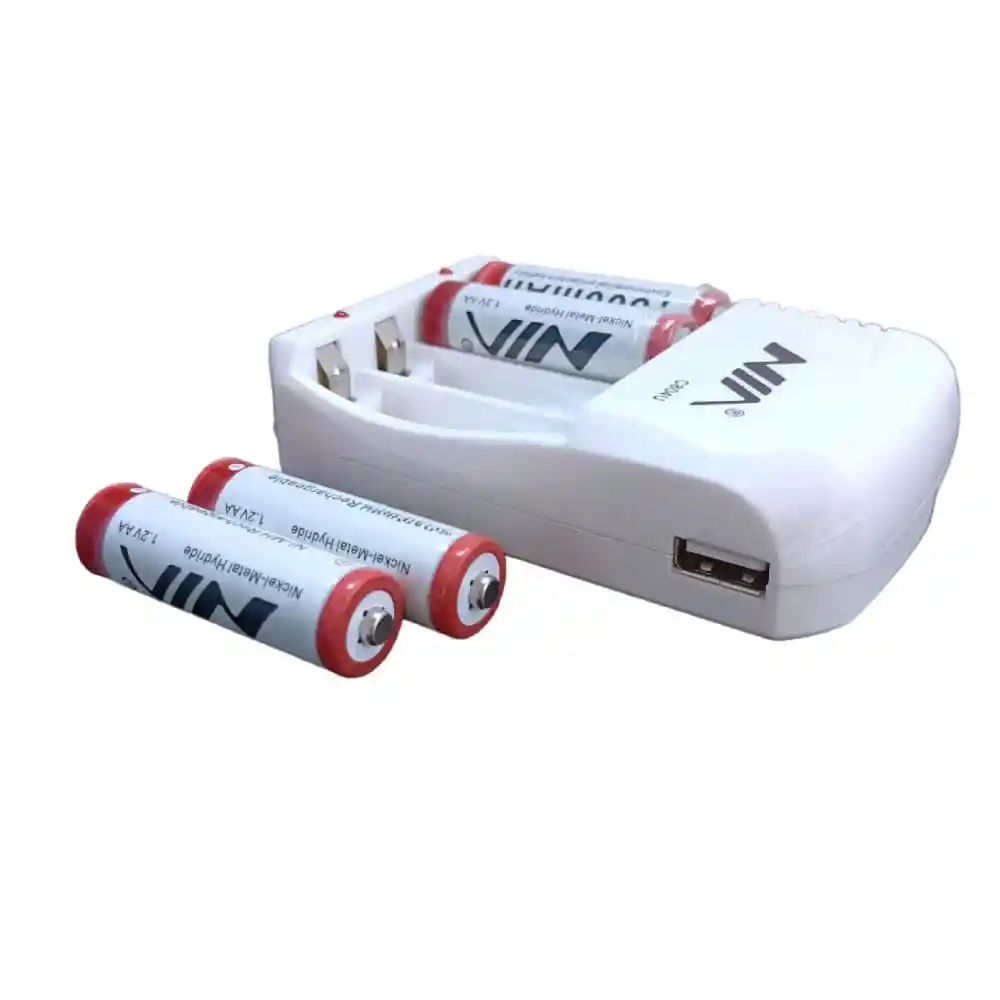 Cargador Nia + 4 Baterías Recargables Aa 1500mah C804u
