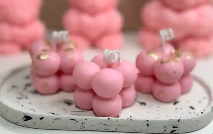 Velas Aromáticas De Burbujas Pequeñas Rosa