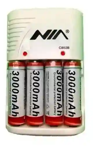 Bateria Recargable Aa X4 3000mah + Cargador Nia C802b
