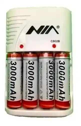 Bateria Recargable Aa X4 3000mah + Cargador Nia C802b