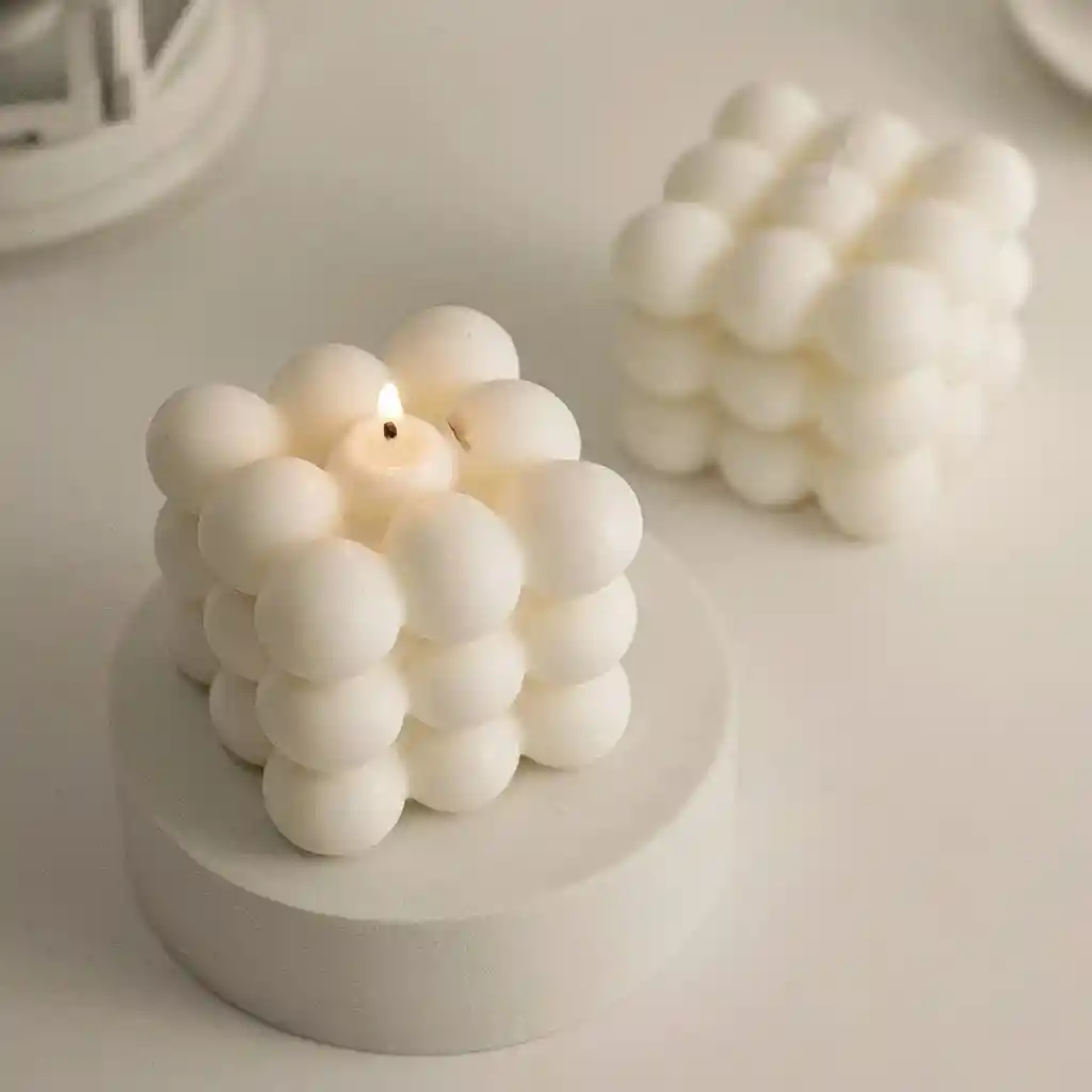 Velas Aromáticas De Burbujas Grandes Blanca