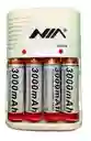 Bateria Recargable Aa X4 3000mah + Cargador Nia C802b